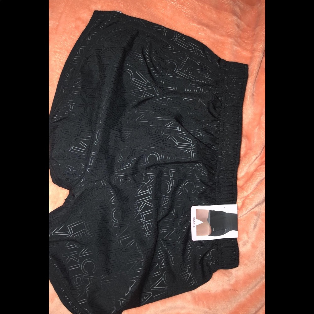 Black Calvin Klein athletic shorts for women.